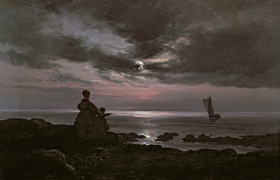 Madre e figlio vicino al mare, 1840 da Johan Christian Dahl